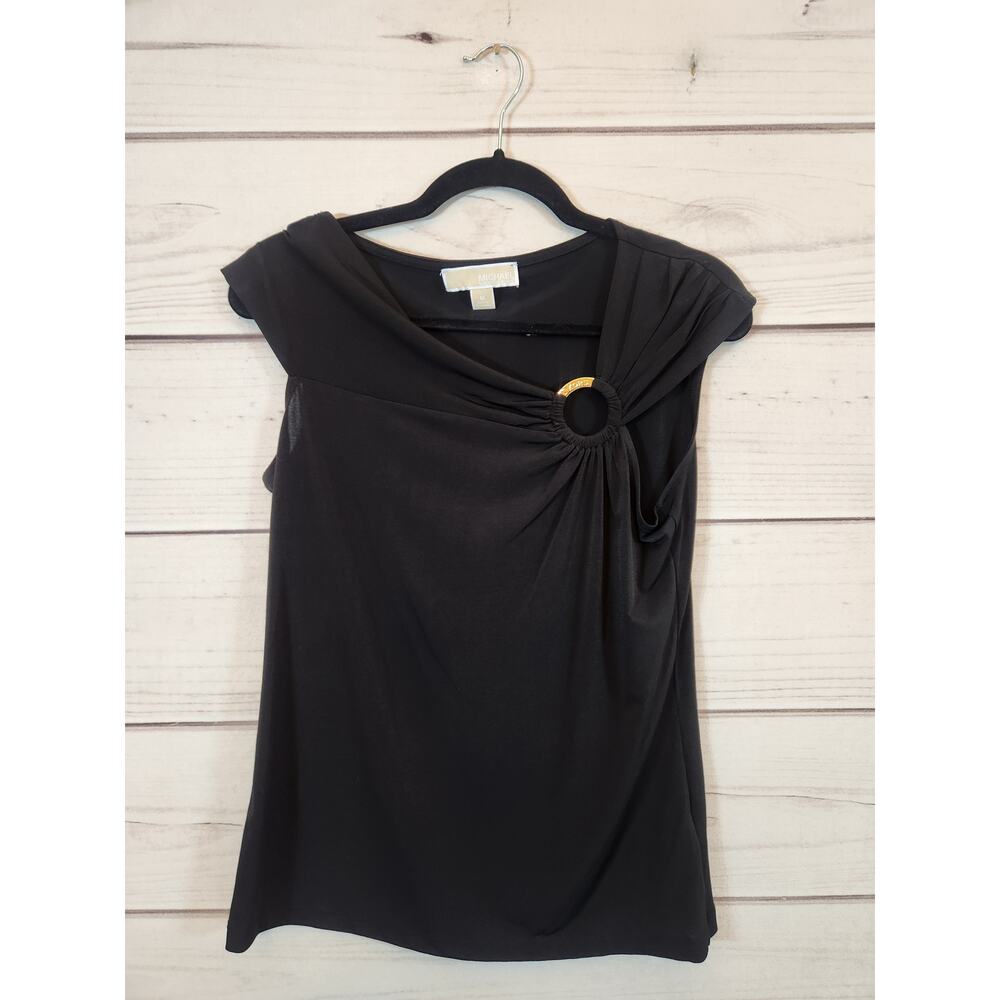 Michael Michael Kors Women's Black Twist Front Office‎ Career Top Blouse Size M